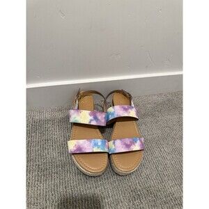 YOKI Purple and Blue Tiedye Espadrille Platform 2 Strap Sandals Size 10